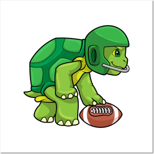 Turtle at Sports with Football & Helmet Posters and Art